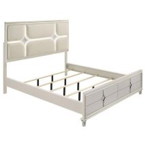 Coaster Fine Furniture 224951KW Olivia - California King Panel Bed LED Headboard - Pearl White