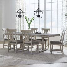 Liberty Furniture 528-CD-7TRS Liberty Furniture 528-CD-7TRS Hallendale - 7 Piece Trestle Table Set - Gravel Wash