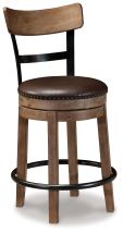 Ashley Furniture D542-124 Pinnadel - UPH Swivel Barstool - Light Brown
