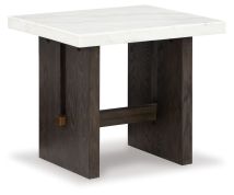 Ashley Furniture T779-3 Burkhaus - Rectangular End Table - White / Dark Brown