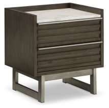 Ashley Furniture B786-92 Arkenton - Two Drawer Night Stand - Grayish Brown / White