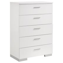 CoasterEssence 203505 Felicity - 5-Drawer Bedroom Chest - White High Gloss