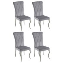 CoasterEssence 105073 Betty - Velvet Upholstered Dining Side Chair (Set of 4) - Gray And Chrome