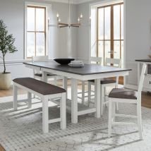 Liberty Furniture 182-CD-O6GTRS Liberty Furniture 182-CD-O6GTRS Brook Bay - 6 Piece Gathering Trestle Table Set - Textured White / Carbon Gray