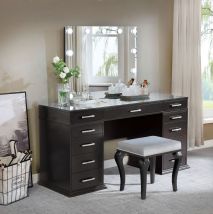 Furniture of America FOA-DK5682DG-PK Valentina - Vanity Set - Obsidian Gray