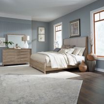 Liberty Furniture 789-BR-CKUBDM Brentwood - 3 Piece Bedroom Set (California King Upholstered Bed, Dresser & Mirror) - Sandstone