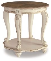 Ashley Furniture T743-6 Realyn - Round End Table - White / Brown