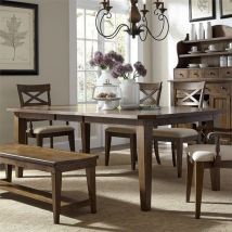 Liberty Furniture 382-DR-6RTS Hearthstone Ridge - 6 Piece Rectangular Table Set - Dark Brown - Upholstered Chairs