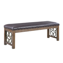 ACME DN00982 Raphaela - Bench - Black PU & Weathered Cherry Finish