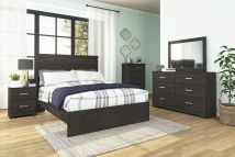 Signature Design by Ashley® B2589/31/36/44/71/96 Belachime - Black - 5 Pc. - Dresser, Mirror, Chest, Queen Panel Bed