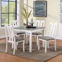 Furniture of America FOA3388T-5PK Dunseith - 5 Piece Dining Set - White / Gray