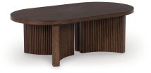 Ashley Furniture T689-0 Korestone - Oval Cocktail Table - Dark Brown