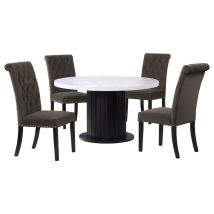 CoasterEssence 115490-S5BV Sherry - 5 Piece Round Marble Top Dining Table Set - Brown