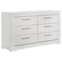 Coaster Fine Furniture 224943 Ives - 6-Drawer Dresser Cabinet - White High Gloss