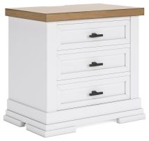 Benchcraft® B844-93 Ashbryn - Three Drawer Night Stand - White / Natural