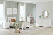 Ashley Furniture EB1810/230/155/111 Hallityn - 3 Pc. - Bookcase, Twin Panel Platform Bed - White