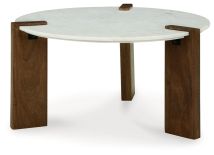 Signature Design by Ashley® T652-8 Isanti - White / Brown - Round Cocktail Table