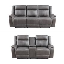 New Classic 20-2506-2NP Enzo - 2 Piece Manual Sofa & Loveseat - Gray