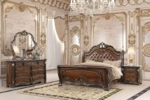 New Classic 00-2477-34N New Classic 00-2477-34N Bella Notte - 5/0 Queen 4 Piece Bedroom Set (Padded Sleigh Bed, Dresser, Mirror, Nightstand) - Cherry