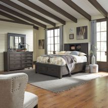 Liberty Furniture 759-BR-KBBDM Thornwood Hills - 3 Piece Bedroom Set (King Bookcase Bed, Dresser & Mirror) - Dark Gray