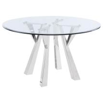Coaster Fine Furniture 190710 Alaia - Round Clear Glass Top Dining Table - Chrome