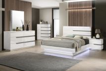 New Classic 00-B69-26N New Classic 00-B69-26N Paradox - 6/0 Western King 6 Piece Bedroom Set (Bed & Dresser & Mirror & Chest & 2 Nightstands) - White