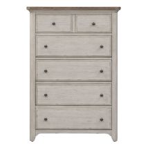 Liberty Furniture 652-BR41 Farmhouse Reimagined - 5 Drawer Chest - Antique White / Chestnut Tops