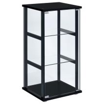 CoasterEveryday 950179 Cyclamen - 3-Shelf Clear Glass Curio Display Cabinet - Black