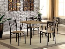 Furniture of America CM3279T-43-5PK Banbury - 5 Piece 43" Dining Table Set - Dark Bronze / Natural
