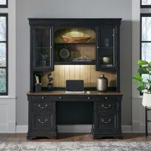 Liberty Furniture 532-HO-CHS Meritage - Credenza & Hutch - Aged Charcoal
