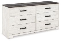 Ashley Furniture EB4121-231 Shawburn - Six Drawer Dresser - Pewter-tone pulls - White / Black / Gray