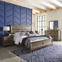 Liberty Furniture 384-BR-CPBDMN Liberty Furniture 384-BR-CPBDMN Ridgecrest - 4 Piece Bedroom Set (California King Panel Bed, Dresser & Mirror, Nightstand) - Cobblestone