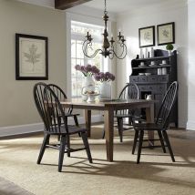 Liberty Furniture 482-DR-5RLS Liberty Furniture 482-DR-5RLS Hearthstone Ridge - 5 Piece Rectangular Table Set - Dark Brown / Black