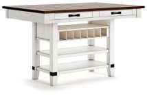 Ashley Furniture D546-32 Valebeck - Rect Dining Room Counter Table With Wine Rack - White / Brown