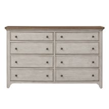 Liberty Furniture 652-BR31 Farmhouse Reimagined - 8 Drawer Dresser - Antique White / Chestnut Tops