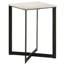 Coaster Fine Furniture 707697 Tobin - Square Marble Top End Table - White And Black
