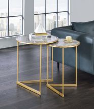 ACME LV01085 Garo - Accent Table - Faux Marble & Gold Finish