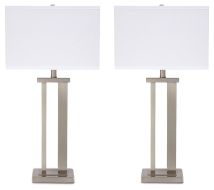 Ashley Furniture L204054 Aniela - Metal Table Lamp (Set of 2) - Silver Finish