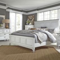 Liberty Furniture 417-BR-QPBDMC Liberty Furniture 417-BR-QPBDMC Allyson Park - 4 Piece Bedroom Set (Queen Panel Bed, Dresser & Mirror, Chest) - Wirebrushed White / Charcoal