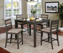 Furniture of America CM3607PT-5PK Fafnir - 5 Piece Counter Height Table Set - Weathered Gray / Beige