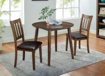 Furniture of America CM3771RT-3PK Blackwood - 3 Piece Round Dining Table Set - Walnut / Dark Brown