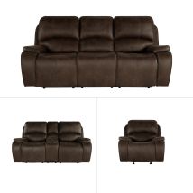 New Classic 20-093-3FP New Classic 20-093-3FP Brookings - 3 Piece P2 Sofa & Loveseat & Recliner With Power Headrest & Footrest - Brown