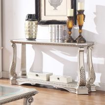 ACME 86933 Northville - Accent Table - Antique Silver & Clear Glass