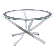 CoasterEssence 702588 Brooke - Round Glass Top Coffee Table Metal Base - Chrome
