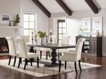 CoasterEssence 121231-S8 Phelps - 8 Piece Rectangle Dining Table Set - Distressed Noir
