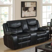 Furniture of America CM6981-LV-CT Pollux - Console Loveseat With 2 Recliners - Black