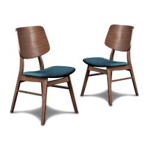 New Classic D1651-20-FGR Oscar - Chair With Cushion (Set of 2) - Walnut / Forest Green