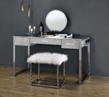 ACME AC00840 Myles - Vanity Desk - Antique White & Chrome Finish