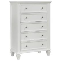 CoasterEssence 201305 Sandy Beach - 5-Drawer Bedroom Chest - Cream White