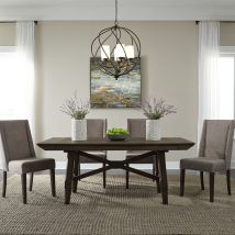 Liberty Furniture 152-CD-O5TRS Liberty Furniture 152-CD-O5TRS Double Bridge - 5 Piece Trestle Table Set - Dark Chestnut / Gray